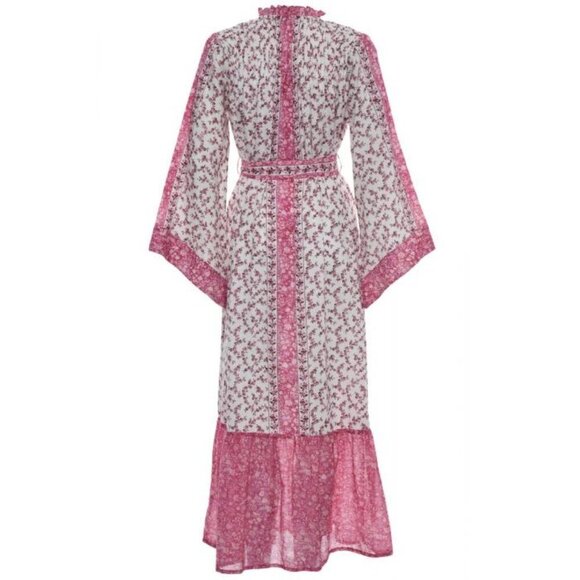 D'Ascoli Maxi Dress Serenity Kaftan Style Fuschia Floral Sz Sm Bohemian - Picture 2 of 11